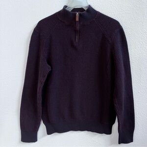 Banana Republic eggplant 1/4 zip ribbed knit sweater